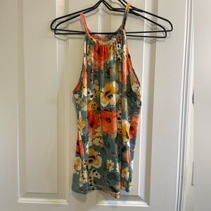 Papermoon green floral loose halter top